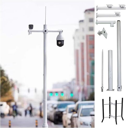 This Highway Security Camera Pole with Lightning Rod, 9.8ft Weatherproof Surveillance Stand for Driveway Monitoring, Durable Outdoor Camera Mounting Solution in Kuwait