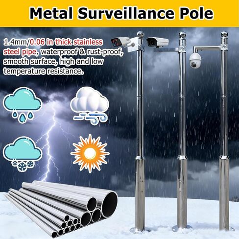 This Stainless Steel Security Camera Pole with Cross Arm, Easy Assembly Surveillance Stand in Kuwait