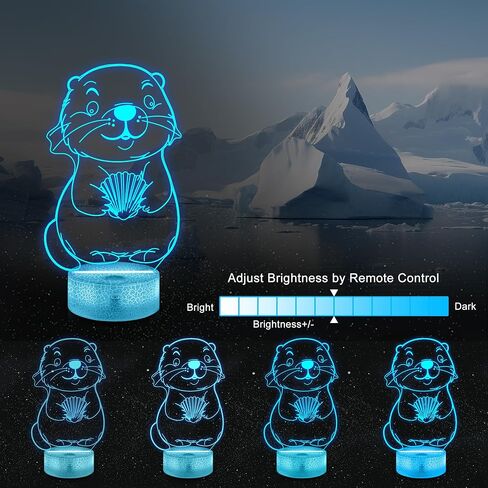 Ammonite Otter Lamp for Kids, 3D Otter Night Light Toy,16 Colors with Remote Control Kids Room Decor As Christmas Birthday Gifts for Boys Girls in Kuwait