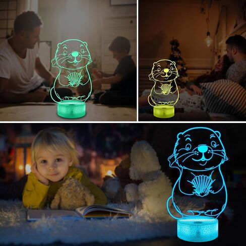 Ammonite Otter Lamp for Kids, 3D Otter Night Light Toy,16 Colors with Remote Control Kids Room Decor As Christmas Birthday Gifts for Boys Girls in Kuwait