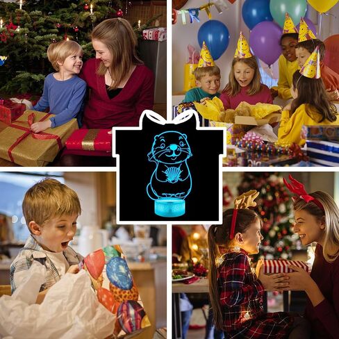 Ammonite Otter Lamp for Kids, 3D Otter Night Light Toy,16 Colors with Remote Control Kids Room Decor As Christmas Birthday Gifts for Boys Girls in Kuwait