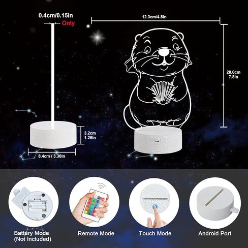 Ammonite Otter Lamp for Kids, 3D Otter Night Light Toy,16 Colors with Remote Control Kids Room Decor As Christmas Birthday Gifts for Boys Girls in Kuwait
