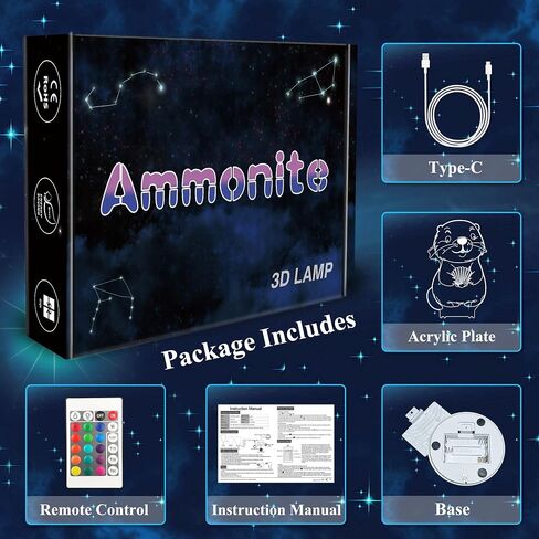 Ammonite Otter Lamp for Kids, 3D Otter Night Light Toy,16 Colors with Remote Control Kids Room Decor As Christmas Birthday Gifts for Boys Girls in Kuwait