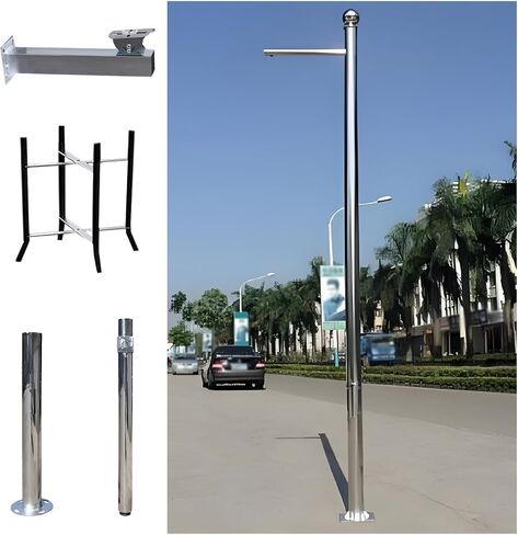 This Stainless Steel Security Camera Pole with Cross Arm, Easy Assembly Surveillance Stand in Kuwait
