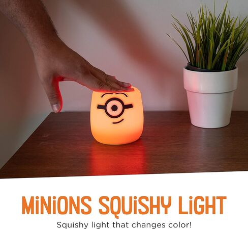 Lights By Night Squish'ems Minions Night Light for Kids, Soft Silicone | Dimmable Kids Bedside Lamp, Light for Kids Room, Bedroom, and Playroom, USB Powered with AAA Battery Option in Kuwait