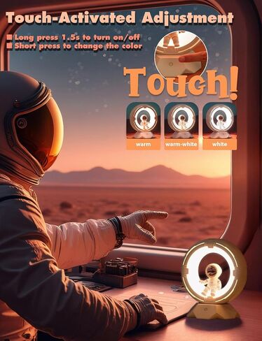 Night Light Kids, Astronaut Space Night Light Lamp with 9-Level Cold Warm Light Rechargeable Dimmable Tap Touch Nightlight for Kids Children Toddler Bedroom Bedside Livingroom Desktop in Kuwait
