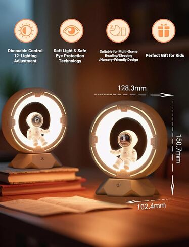Night Light Kids, Astronaut Space Night Light Lamp with 9-Level Cold Warm Light Rechargeable Dimmable Tap Touch Nightlight for Kids Children Toddler Bedroom Bedside Livingroom Desktop in Kuwait