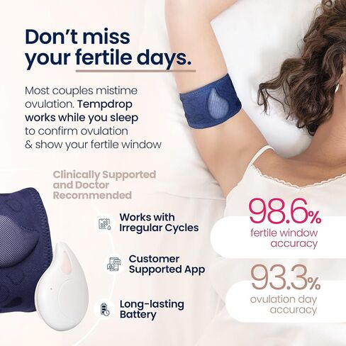 Tempdrop Wearable Fertility Monitor for Women Ovulation Tracker BBT | Basal Body Temperature Monitor to Help Get Pregnant – Sleep Sensor with App for Fertility, Hormone, Period, Cycle Tracking in Kuwait