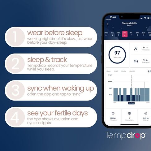 Tempdrop Wearable Fertility Monitor for Women Ovulation Tracker BBT | Basal Body Temperature Monitor to Help Get Pregnant – Sleep Sensor with App for Fertility, Hormone, Period, Cycle Tracking in Kuwait