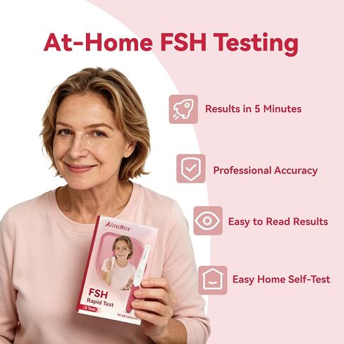AssuTest Fertility Test for Women - 5 Tests Menopause Test Kit At Home, FSH Test for Perimenopause & Ovarian Reserve, Fast & Reliable Results in Kuwait
