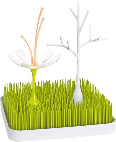 Boon Grass Countertop Drying Rack Bundle - Includes Grass, Stem, and Twig - Capacity for 4 Baby Bottles and Baby Accessories - Baby Bottle-Feeding Supplies - 9.5 x 9.5 x 3 in Kuwait