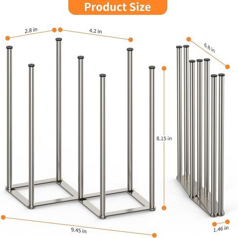 KORRTFID Foldable Bottle Drying Rack, Baby Bottle Drying Rack, Collapsible Cup Draining Holder, Retractable Reusable Storage Bag Dryer with Non-Slip Bottom - Stainless Steels (Silver) in Kuwait