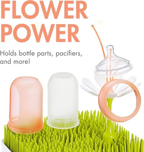 Boon Grass Countertop Drying Rack Bundle - Includes Grass, Stem, and Twig - Capacity for 4 Baby Bottles and Baby Accessories - Baby Bottle-Feeding Supplies - 9.5 x 9.5 x 3 in Kuwait