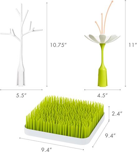 Boon Grass Countertop Drying Rack Bundle - Includes Grass, Stem, and Twig - Capacity for 4 Baby Bottles and Baby Accessories - Baby Bottle-Feeding Supplies - 9.5 x 9.5 x 3 in Kuwait