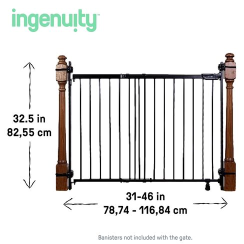 Ingenuity Stairway+ 46W Series No-Drill Baby and Pet Gate, 31"-46" Wide, 32.5" Tall, Hardware or Pressure Mounted, Install Wall to Wall or Bannister to Bannister Without Drilling in Kuwait