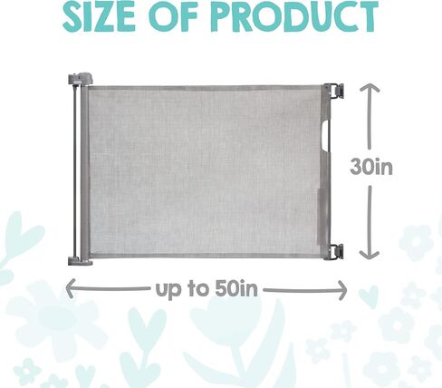 Regalo Safety 50" Retractable Mesh Baby Gate, Bottom of Stairs & Doorways | Hardware Mounted, For Babies, Toddlers & Pets, Gray, Lock Indicator Window, Tested & Trusted for 30 Years in Kuwait
