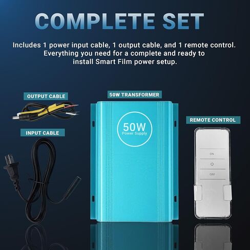 Smart Film Transformer and Remote Kit - Power Supply Controller for Switchable Smart Privacy Film and Smart Glass - Easy Installation Control Kit with Remote for PDLC Smart Film Systems in Kuwait