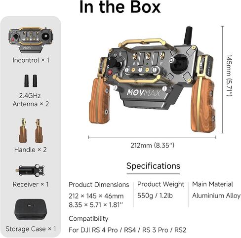 MOVMAX Remote Controller for DJI Osmo Pocket 4/3/2 with Storage Case, Wireless Remote Control with Hall Effect Joystick, Ergonomic Handle Magnetic Attach, DJI Osmo Pocket Accessories in Kuwait