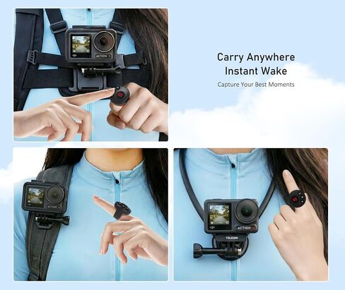4-in-1 Wearable Ring Camera Remote, Rechargeable Waterproof Gloves-Friendly Clicker, One-Touch Shutter & Video for Vlog Bike Motorcycle Ski Hike Fishing, Fits Insta360 DJI GoPro iOS Android in Kuwait