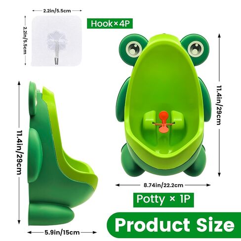 Cute Frog Potty Training Urinal for Toddler Boys | Green Wall-Mounted Urinal with Funny Aiming Target,Easy Clean & Fun Potty Training for Kids in Kuwait