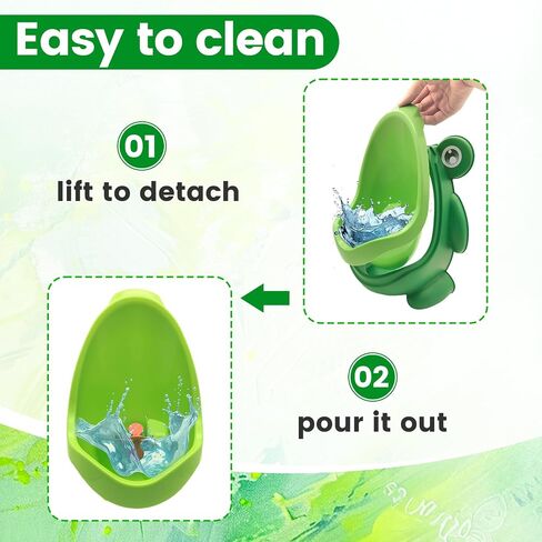 Cute Frog Potty Training Urinal for Toddler Boys | Green Wall-Mounted Urinal with Funny Aiming Target,Easy Clean & Fun Potty Training for Kids in Kuwait