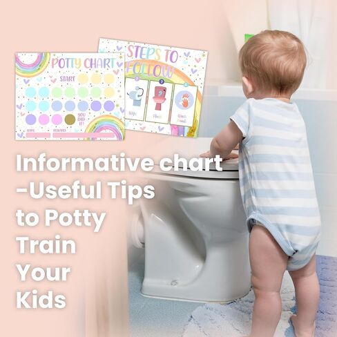 Rainbow Potty Training Sticker Chart, 10 Potty Charts with 216 Round Stickers & 1 Instruction Sheet, Potty Reward Sticker Chart for Toddlers Girls - A16 in Kuwait