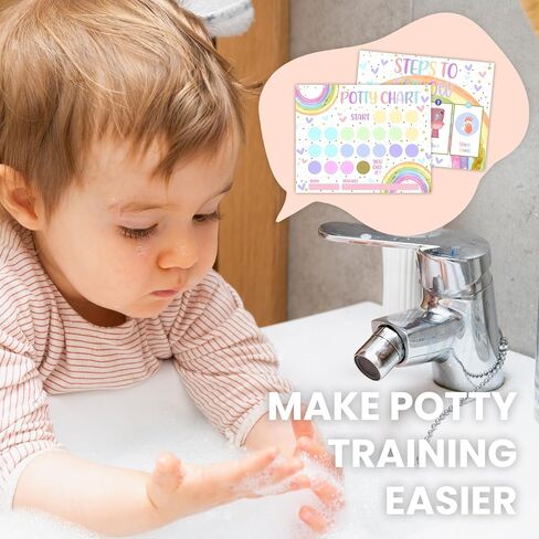 Rainbow Potty Training Sticker Chart, 10 Potty Charts with 216 Round Stickers & 1 Instruction Sheet, Potty Reward Sticker Chart for Toddlers Girls - A16 in Kuwait