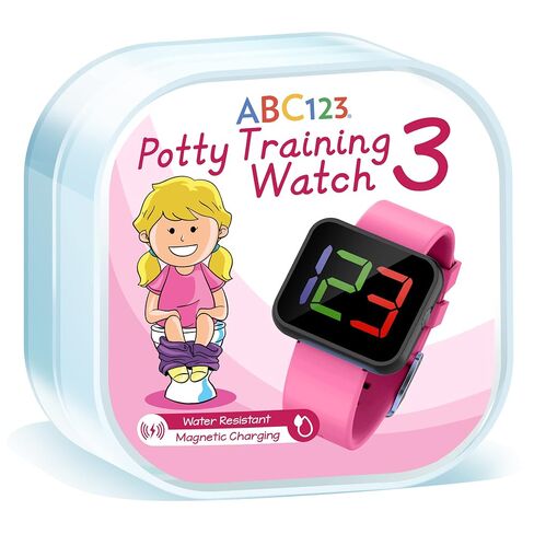 ABC123 Potty Training Watch 3 (2023 Edition) - Baby Reminder Water Resistant Timer for Toilet Training Kids & Toddler with Wireless Charging (Pink) in Kuwait