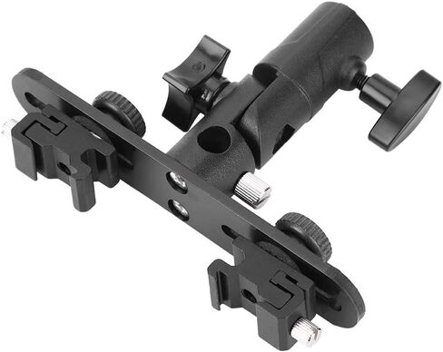 Dual Hot Shoe Flash Bracket, Adjustable Mount Holder with 2 Hot Shoes for Camera Video Camcorder, Lightweight Sturdy Metal in Kuwait