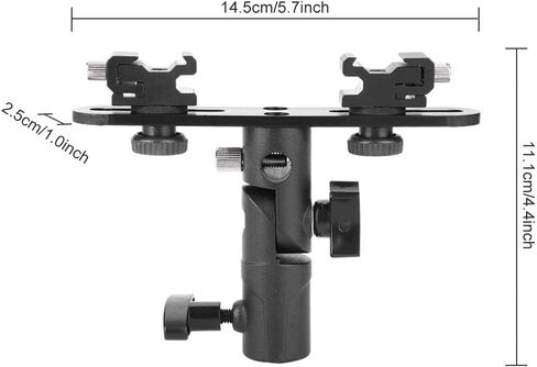 Dual Hot Shoe Flash Bracket, Adjustable Mount Holder with 2 Hot Shoes for Camera Video Camcorder, Lightweight Sturdy Metal in Kuwait