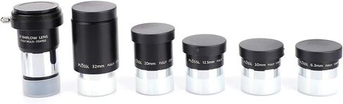 2X Barlow Lens with 6.3mm 10mm 12.5mm 20mm 32mm Plossl Eyepiece Set, 1.25 Inch Telescope Accessory for Orion, HD Multicoated Optical Glass, M42 Thread for DSLR Astr in Kuwait
