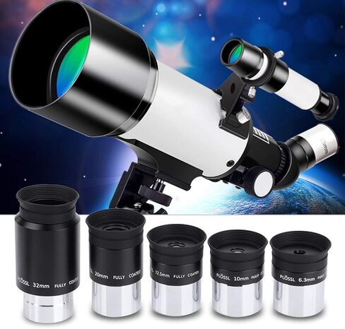 2X Barlow Lens with 6.3mm 10mm 12.5mm 20mm 32mm Plossl Eyepiece Set, 1.25 Inch Telescope Accessory for Orion, HD Multicoated Optical Glass, M42 Thread for DSLR Astr in Kuwait