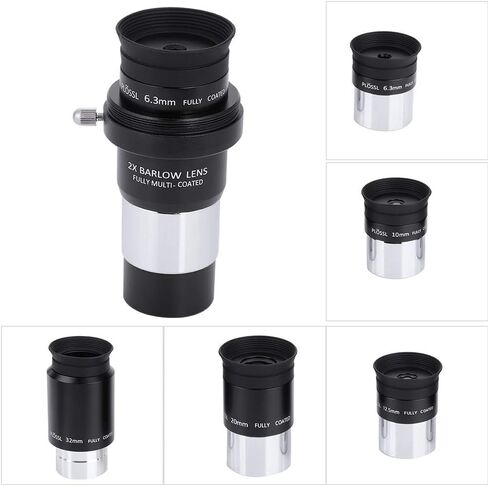 2X Barlow Lens with 6.3mm 10mm 12.5mm 20mm 32mm Plossl Eyepiece Set, 1.25 Inch Telescope Accessory for Orion, HD Multicoated Optical Glass, M42 Thread for DSLR Astr in Kuwait