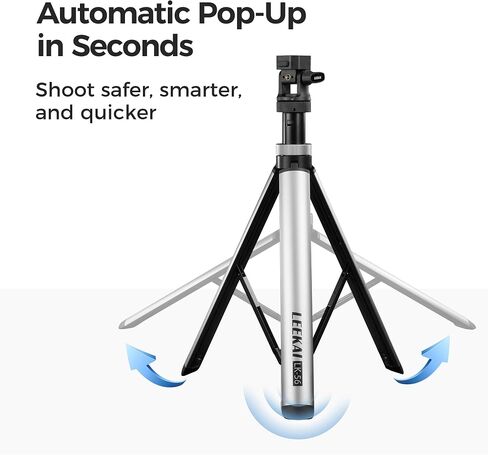 Leekai Auto Pop-Up Light Stand, 83.9''/213cm Aluminum Alloy Adjustable Tripod, Extendable Camera Phone Tripod with Extra 1/4" Screw for Travel, DSLR Camera, Ring Light, Video Rig, Max Load 20 lbs in Kuwait