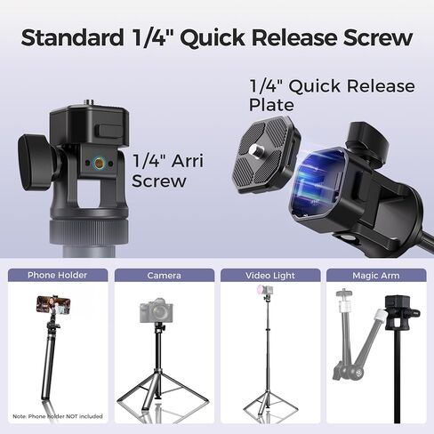 Leekai Auto Pop-Up Light Stand, 83.9''/213cm Aluminum Alloy Adjustable Tripod, Extendable Camera Phone Tripod with Extra 1/4" Screw for Travel, DSLR Camera, Ring Light, Video Rig, Max Load 20 lbs in Kuwait