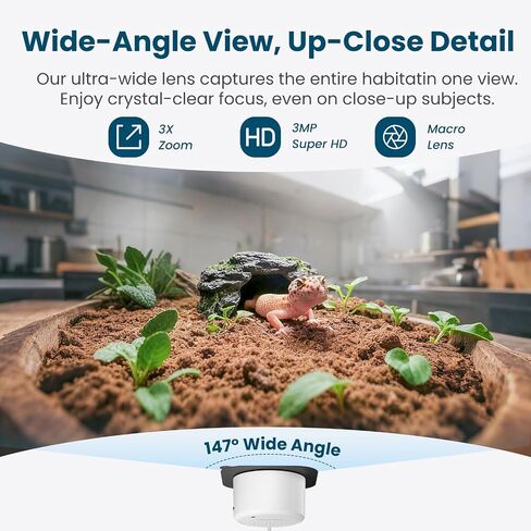 litokam F1.0 Aperture Fish Tank & Reptile Pet Camera.2K 3MP Anti-Glare Aquarium Terrarium Camera with Close-Focus Lens,No Drill Mount in Kuwait