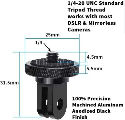 Aluminum Camera Tripod Adapter 1/4"-20 Conversion Adapter Mounts Compatible with Gopro Action Cameras Insta360 and Other Standard 1/4 Accessories, Quarter Inch Mount Adapter (Type AA) in Kuwait