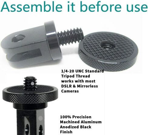 Aluminum Camera Tripod Adapter 1/4"-20 Conversion Adapter Mounts Compatible with Gopro Action Cameras Insta360 and Other Standard 1/4 Accessories, Quarter Inch Mount Adapter (Type AA) in Kuwait