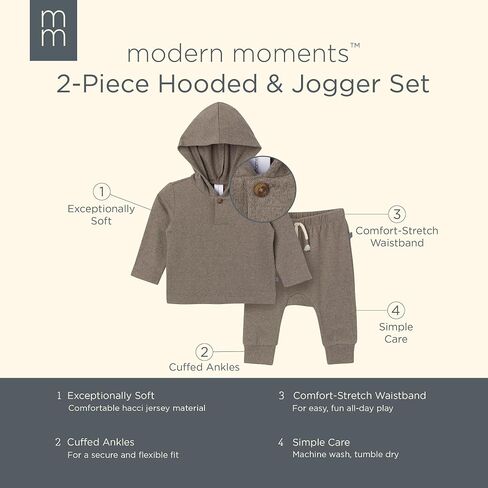 Modern Moments by Gerber Baby Hooded Hacci Top and Pant Set in Kuwait