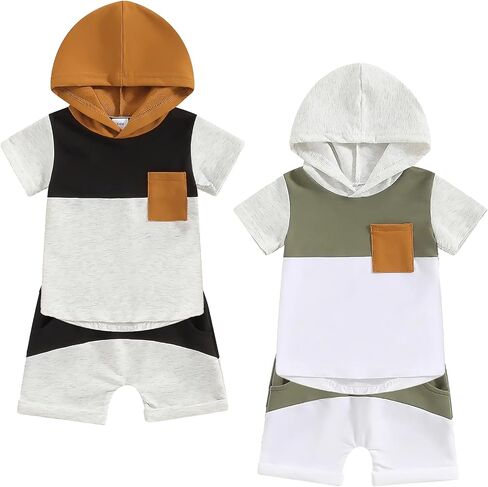 4 Pieces Toddler Baby Boy Summer Clothes Outfit Sets | Short Sleeve T-Shirt Shorts Set,Cotton Breathable Toddler Boy Clothes,Animal Print Baby Boy Shirts,Elastic Shorts in Kuwait