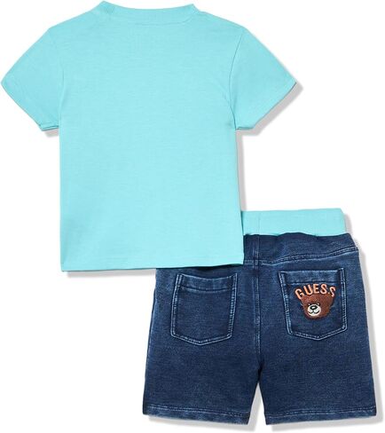 GUESS Baby Boys' Short Sleeve T-shirt and Knit Denim Pant 2 Piece Set in Kuwait