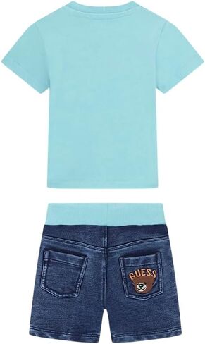GUESS Baby Boys' Short Sleeve T-shirt and Knit Denim Pant 2 Piece Set in Kuwait
