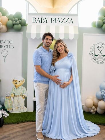 One Shoulder Baby Shower Dress Chiffon Long Maternity Wedding Dresses in Kuwait