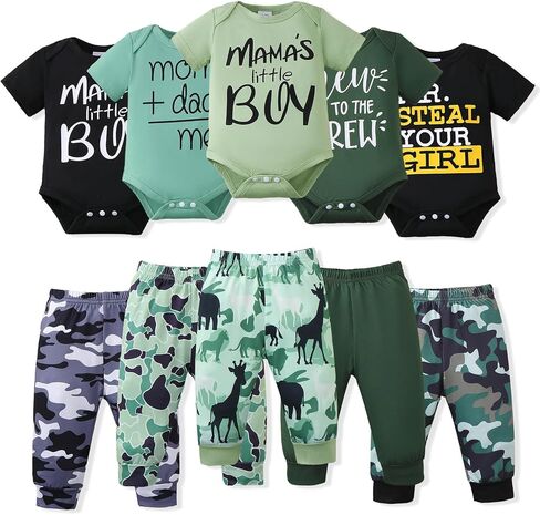 NZRVAWS Newborn Baby Boy Clothes Preemie clothes boys Infant Boy Outfits Romper Pants 10 Pcs Clothing Set 0 3 6 9 12 Months in Kuwait