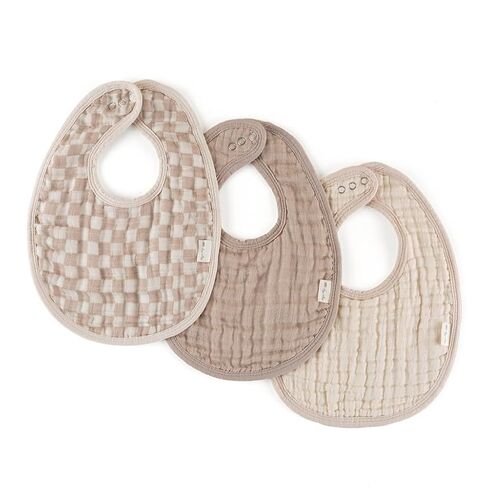 Itzy Ritzy Set of 3 Baby Bibs - Ultra-Soft Adjustable Infant & Toddler Bibs Made of Triple-Layer Cotton Muslin, Ideal for Drooling, Teething, & Eating -3 Stylish, Coordinating Prints (Checkerboard) in Kuwait