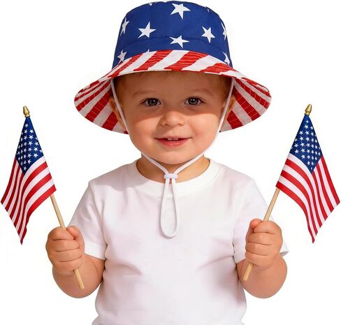 Durio UPF 50+ Baby Sun Hat Wide Brim Toddler Bucket Hats for Boys 0-8 Years | Lightweight Summer Sun Protection for Beach, Park, Travel, School, Daycare, Adjustable Chip Strap, Cotton Plaid Lining in Kuwait