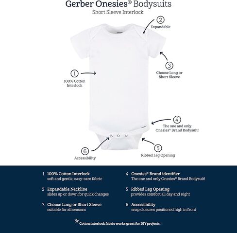 Gerber Baby Boys & Girls 5-Pack Premium Soft Cotton Bodysuits Onesies in Kuwait