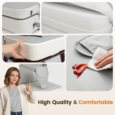 Booster Seat for Kitchen Chair for Toddlers | Toddler Booster Seat for Dining Table with Backrest & Adjustable Straps, Non-Slip Portable Travel Cushion, Gray White in Kuwait