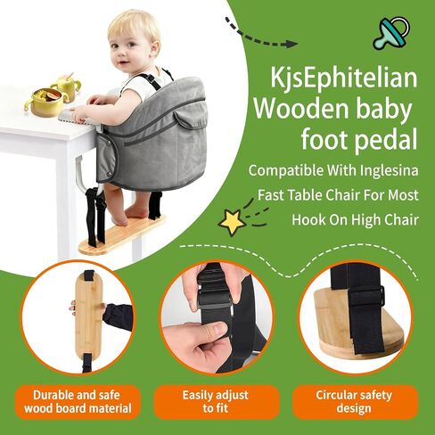 Baby Footrest Compatible with Inglesina Foot Rest：0.6inches Thick Sturdy Adjustable Bamboo Foot Rest Fit for Hook On High Chairs for Fast Table Chair High Chair that Attaches (Chairs Not Included)​​ in Kuwait