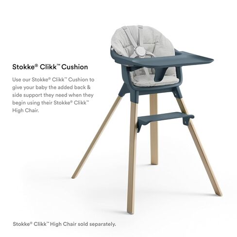 Stokke Clikk Cushion, Nordic Grey - Compatible with Stokke Clikk High Chair - Provides Support for Babies - Made with Organic Cotton - Reversible & Machine Washable - Best for Ages 6-36 Months in Kuwait